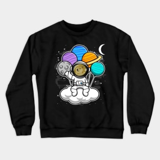 Astronaut Floating Dogecoin DOGE Coin To The Moon Crypto Token Cryptocurrency Blockchain Wallet Birthday Gift For Men Women Kids Crewneck Sweatshirt